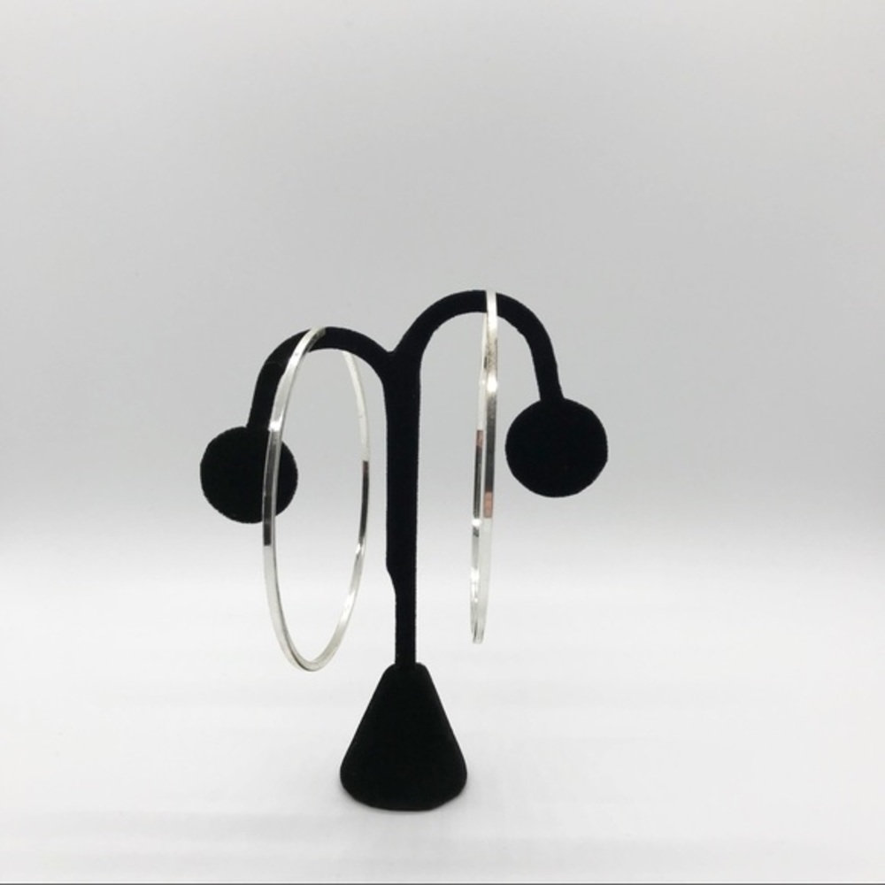 3” Square Thin Silver-Toned Hoop Earrings, EUC